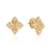 Arabesque Flower 18k Yellow Gold Diamond Earrings