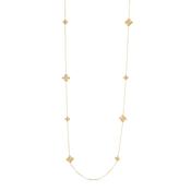 18k Yellow Gold Arabesque Flower with Diamond &amp; Ruby Necklace