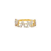 9K Yellow Gold 37 Carat sz 52 Bague Mama Diamants or Jaune