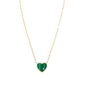9K Yellow Gold Collier Solitaire Pm Coeur Malachite or Jaune Necklace