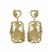 AM x Emma Dabiri Engraved Goddess Gold Plated Drop Earrings