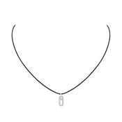 18K White Gold CARE(S) Black Cord Pavé Diamond Necklace image