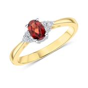 9k Oval Cut Garnet .56ct and Diamond Ring