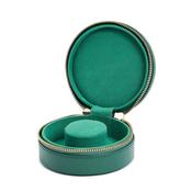 Sophia Round Zip Case Leather Jewellery Box Green