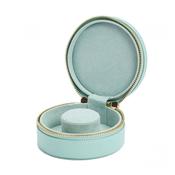Sophia Round Zip Case Leather Jewellery Box Turquoise