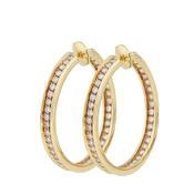 Vintage 18k Yellow Gold Inside Out Diamond Large Hoop Earrings image