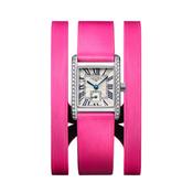 Mini Dolcevita 21.5 x 29mm Silver Dial Quartz Pink Leather Strap Watch