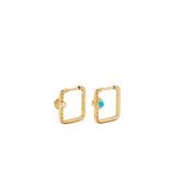 9K Yellow Gold Paire de Mini Créoles gousset Gold Turquoise or Jaune Earrings image