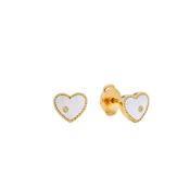 9K Yellow Gold Paire de Puces Baby Coeur Nacre or Jaune Earrings image