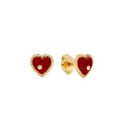 9K Yellow Gold Paire de Puce Dôme Coeur or Jaune image