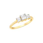 9K Yellow Gold Square White Cubic Zirconia Ring - Size L image