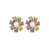 Aubra Gold Tone Crystal Earrings Multi/Faux Pearl image