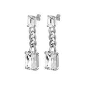 Calla Silver Tone Crystal Drop Earrings White image