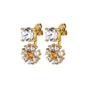 Floss Gold Tone Crystal Pendant Studd Earrings Champagne/White image