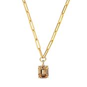 Octa Gold Tone Crystal Pendant Necklace Champagne image
