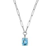 Octa Silver Tone Crystal Pendant Necklace Blue image