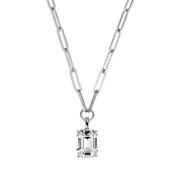 Octa Silver Tone Crystal Pendant Necklace White image