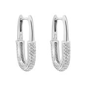 Sterling Silver Round White Cubic Zirconia Huggie Earrings image