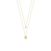 18K Yellow Gold Plated Sterling Silver 16"-18"Two Heart Pendant Necklace