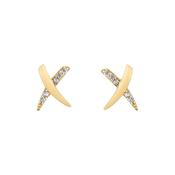 9K Yellow Gold Round White Cubic Zirconia Kiss Stud Earring image