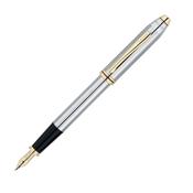 Townsend Medalist Chrome and 23K Yellow Gold Plated Black Medium Fountain Pen image