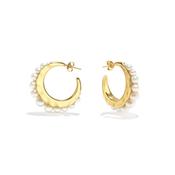Graine de Gemmes Gold Plated White Pearl Hoop Earrings