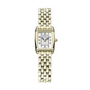 Art Deco Tonneau 17.8x19.4mm Sunray White Dial Quartz Yellow Gold PVD Bracelet Watch image
