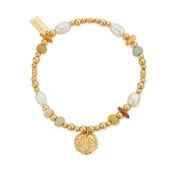 Golden Sands Gold Platedr Mixed Stone Shell Charm Bracelet