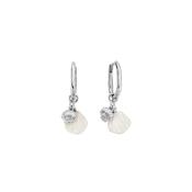 Dream Waves White Shell Sterling Silver Oval Hoop Earrings