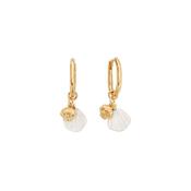 Dream Waves White Shell 18K Yellow Gold Plated Oval Hoop Earrings