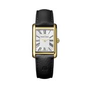 Fiaba 24x27mm 5mm Silver Dial Quartz Black Leather Strap Watch