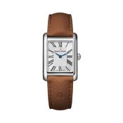 Fiaba Square 24x27.5mm Silver Dial Quartz Brown Leather Strap Watch