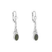 Sterling Silver Connemara Marble Long Celtic Knot Drop Earrings image