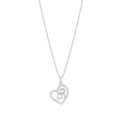 Sterling Silver Cubic Zirconia Open Heart Pendant Necklace image