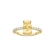Haribo Gummy Bear Gold Plated Crystal Ring Size 52