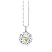 White Crystal Daisy Pendant Sterling Silver Necklace