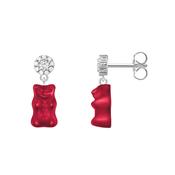 Red Haribo Gummy Bear Sterling Silver Crystal Stud Earrings