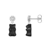 Black Haribo Gummy Bear Sterling Silver Crystal Stud Earrings
