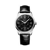 Conquest Heritage Central Power Reserve 38mm Black Dial Automatic Black Alligator Strap Watch image
