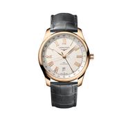 Master Collection GMT 40mm Silver Dial Automatic Grey Leather Strap Watch image