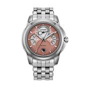 Calendrier Moonphase 42mm Pink Dial Eco-Drive Stainless Steel Bracelet Watch