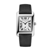 Classics Carrée Small Seconds 36 x 25mm Silver Dial Quartz Black Leather Strap Watch