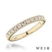 18k yellow gold Round brilliant cut diamond line band