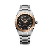 Spirit Zulu Time 1925 39mm 18K Rose Gold Black Dial Automatic Stainless Steel Bracelet Watch