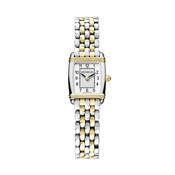 Art Deco 17.8 x 19.4mm White Dial Quartz Two Tone Stainless Steel Bracelet Watch