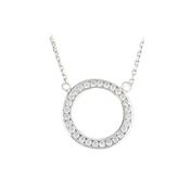 Sterling Silver Cubic Zirconia Circle Pendant Necklace