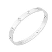 Vintage Cartier 18k White Gold Diamond Screw Driver Love Bangle - Size 17 image