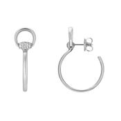 Horsebit 18k White Gold Diamond Hoop Earrings