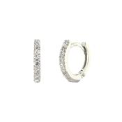 9K White Gold Cubic Zirconia Huggie Pave Set Earrings