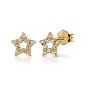 9K Yellow Gold Cubic Zirconia Star Stud Earrings image
